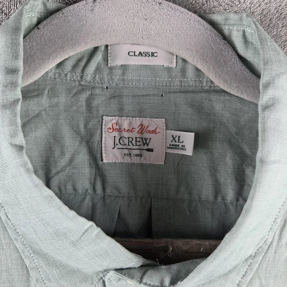 NWT J Crew Secret Wash Classic Fit Green Cotton Poplin Oxford Shirt Mens XL